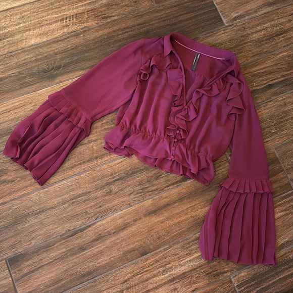 EUC Anthropologie Sheer V-Neck Blouse - Picture 6 of 7